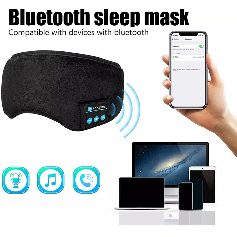 Masque de sommeil Bluetooth ,Bandeau Sans fil sport musical